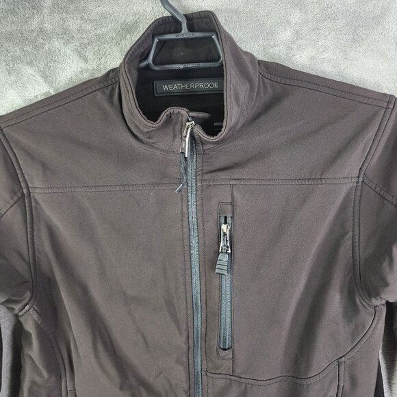 Mens Black Weatherproof Softshell Jacket Full Zip Mock Neck Pockets Stretch M - Picture 4 of 11